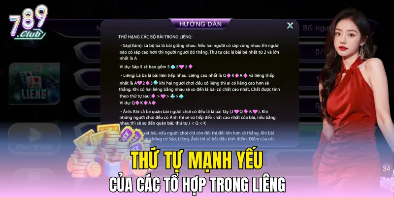 Thứ tự mạnh yếu của các tổ hợp trong Liêng Thứ tự mạnh yếu của các tổ hợp trong Liêng
